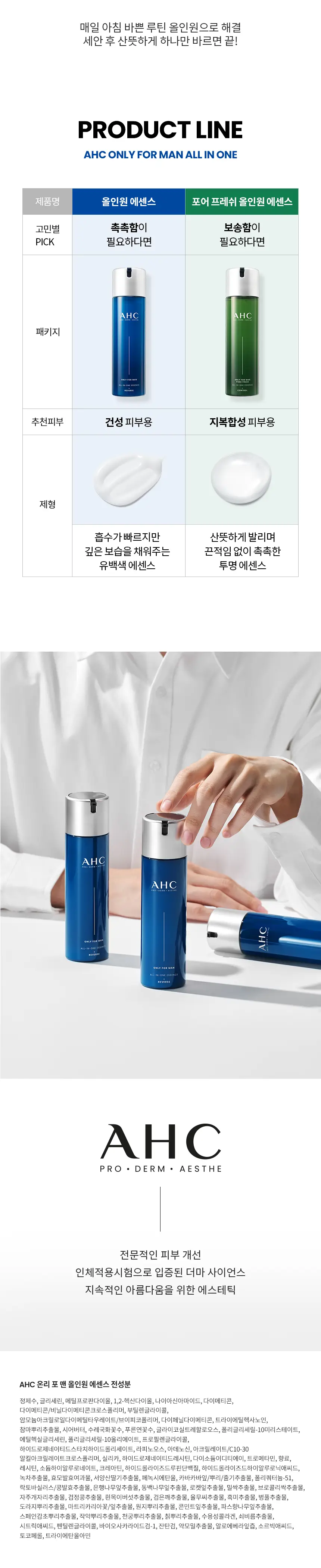 [수분탄력] AHC 온리포맨 올인원 에센스 더블 기획 (120ml+120ml) 상세페이지 10